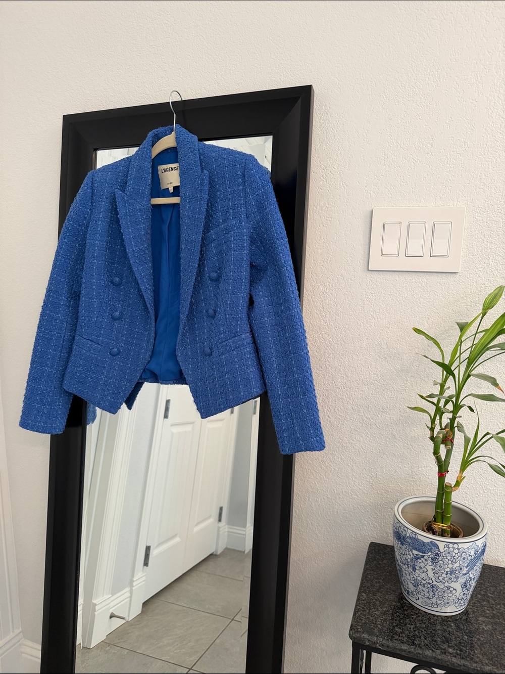 L’Agence Blue Tweed Double-Breasted Women's Jacket